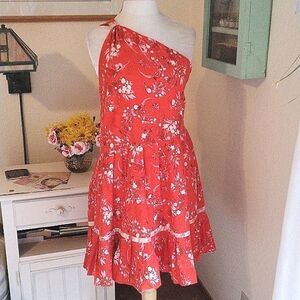 Urban Outfitters One Shoulder Linen Shift Dress